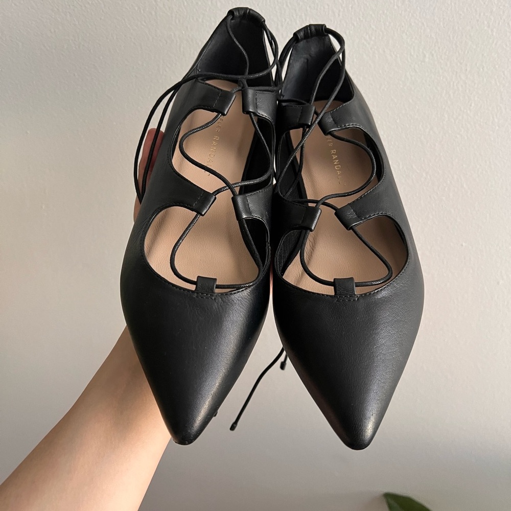 New Loeffler Randall Black Leather Ambra Flats